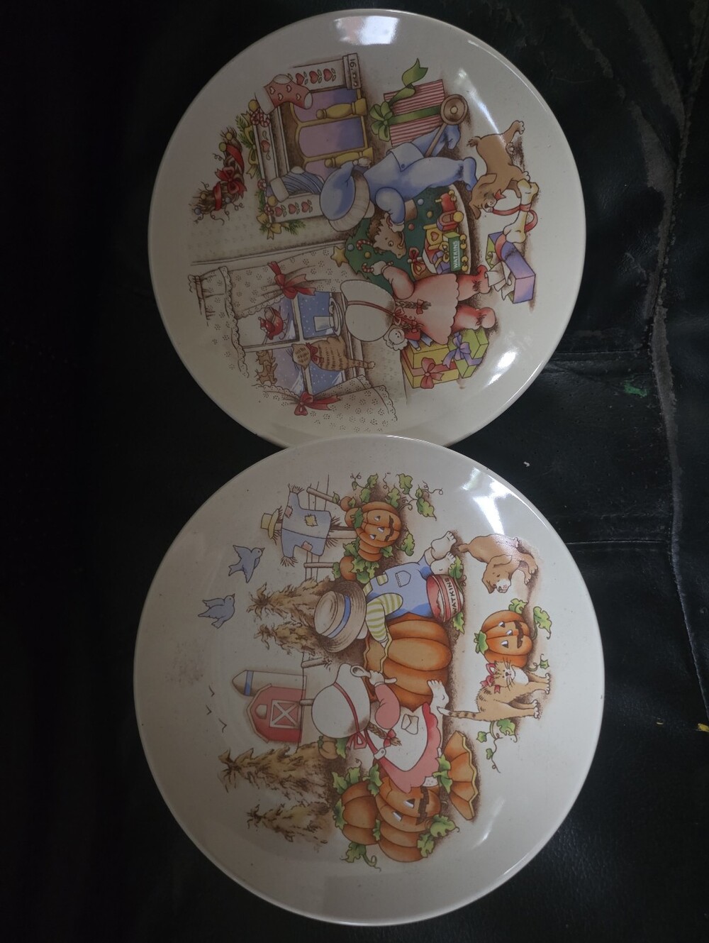Watkins COUNTRY KIDS Collector Dessert Plate CHRISTMAS & Sharing Is Fun Lot 1991